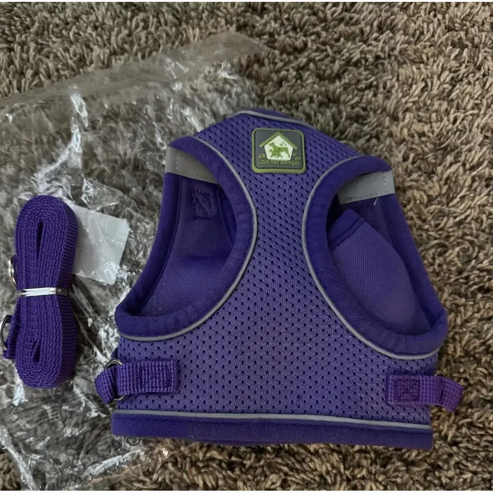 Cat Pet Harness Adjustable Control Vest Dogs Reflective M Leash NEW